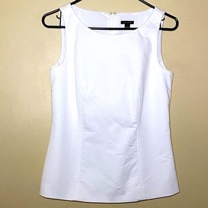 Ann Taylor White Back Zipper Top Blouse Size 2